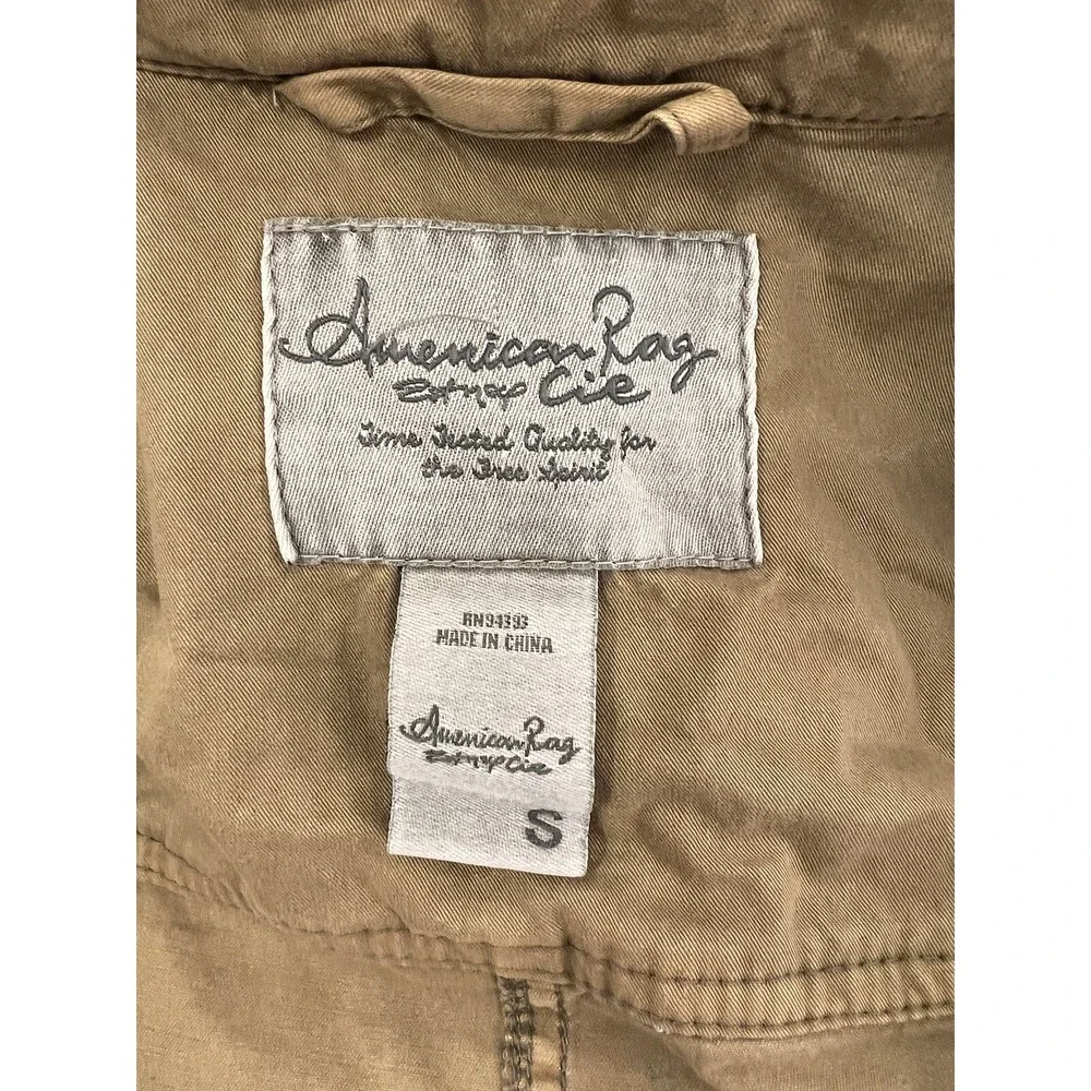American Rag Jacket Small Womens size Khaki Brown Hooded‎ Field Coat